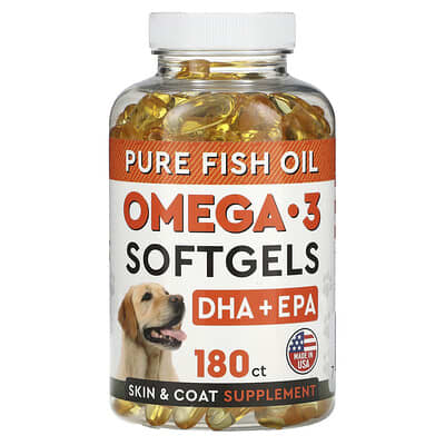 StrellaLab Pure Fish Oil, Omega-3 мягкие капсулы для собак, 180 шт.