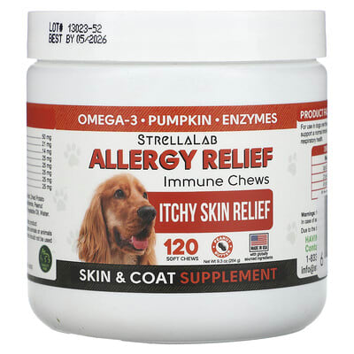 Allergy Relief, Immune Chews, For Dogs, Peanut Butter, 120 Soft Chews, 9.3 oz (264 g)