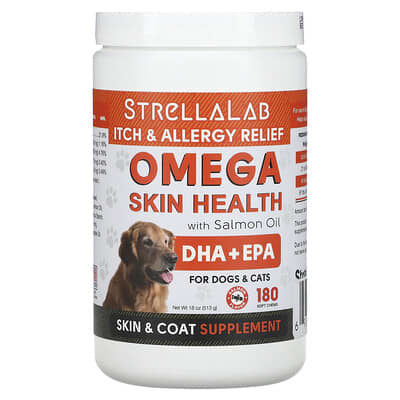 Omega Skin Health для собак и кошек, лосось, 180 мягких жевательных таблеток, 18 oz (513 g)