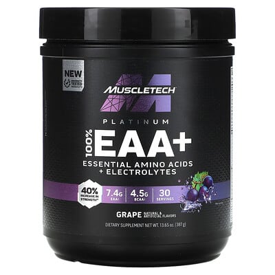 Аминокислоты Platinum 100% EAA+, Grape, 13.65 oz (387 g)