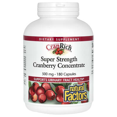 CranRich, концентрат клюквы, супер сила, 500 mg, 180 капсул