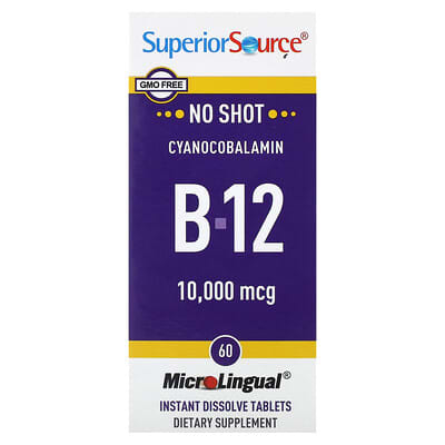Superior Source витамины Cyanocobalamin B-12, 10,000 mcg, 60 шт