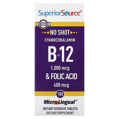 Cyanocobalamin B-12 & Folic Acid, 100 MicroLingual® Instant Dissolve Tablets