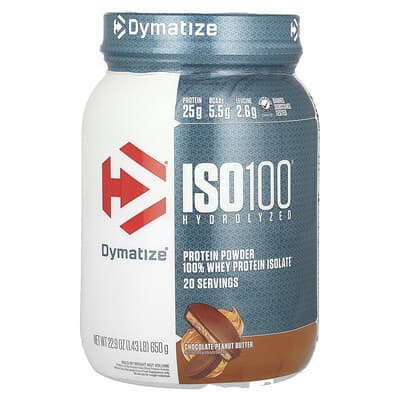 ISO100® Гидролизованный изолят сывороточного протеина, шоколад с арахисовой пастой, 1.43 lb (650 g)
