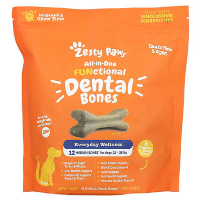 Функциональные дентальные лакомства для собак Zesty Paws, корица, 12 шт, 8 oz (227 g)