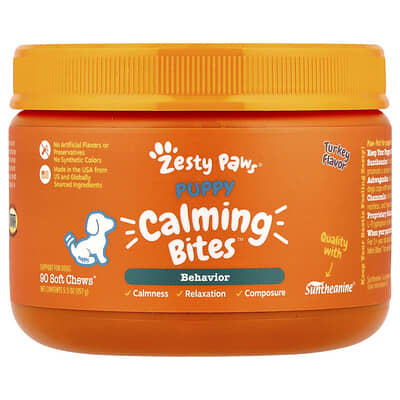 Лакомство для собак Zesty Paws Puppy Calming Bites, индейка, 90 шт.