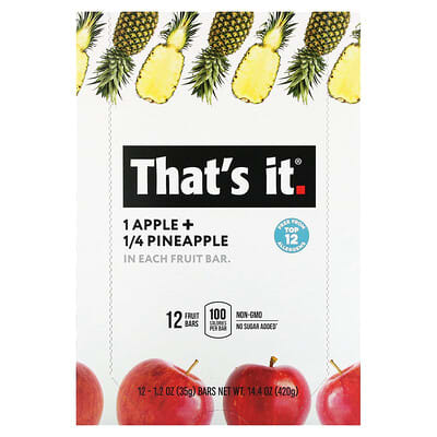 Fruit Bars, Apple + Pineapple, 12 Bars, 1.2 oz (35 g) Each