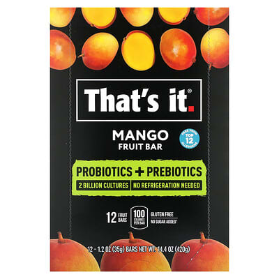 That's It фруктовые батончики Probiotics + Prebiotics Mango, 12 шт.