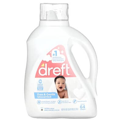 Детское средство для стирки Dreft Free & Gentle Unscented, 92 fl oz (2.72 l)