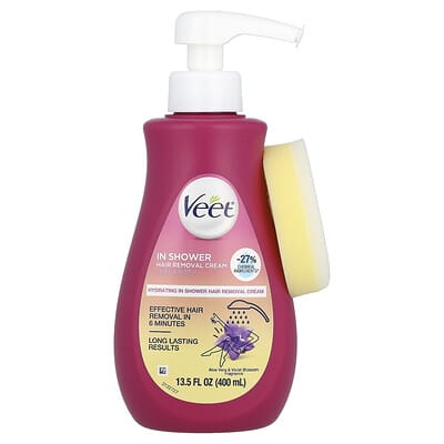 Крем для удаления волос в душе Veet In Shower Hair Removal Cream, Aloe Vera & Violet Blossom, 13.5 fl oz (400 ml)