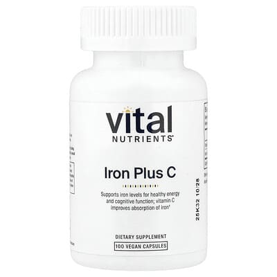 Vital Nutrients Iron Plus C, 100 веганских капсул
