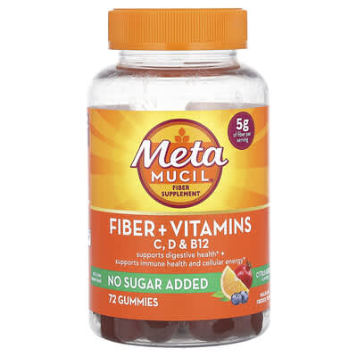 Витаминная добавка Fiber + Vitamins, C, D,& B12, Citrus Berry, 72 Gummies