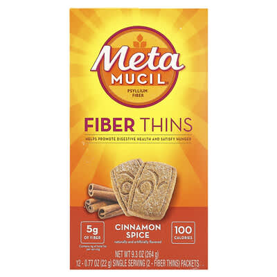Fiber Thins, Cinnamon Spice, 12 Packets, 0.77 oz (22 g) Each