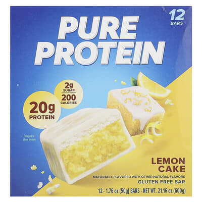 Протеиновый батончик Pure Protein Gluten Free, Lemon Cake, 12 шт., 1.76 oz (50 g) каждый