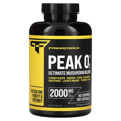 Peak O2, смесь грибов Ultimate Mushroom Blend, 180 капсул (666 mg на капсулу)