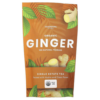 Имбирный чай Cederberg Tea Co Organic Ginger, Caffeine Free, 100 Natural Tea Bags, 7.05 oz (200 g)
