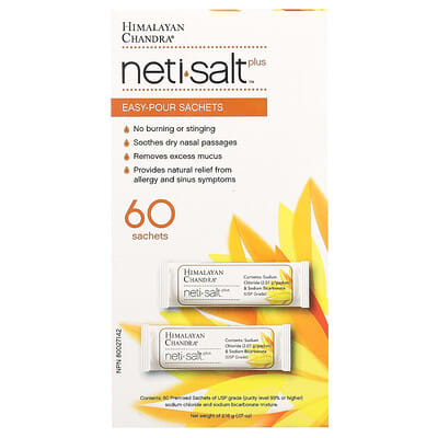Himalayan Chandra соль Neti Salt Plus, пакетики, 60 шт, 0.07 oz (2.16 g)