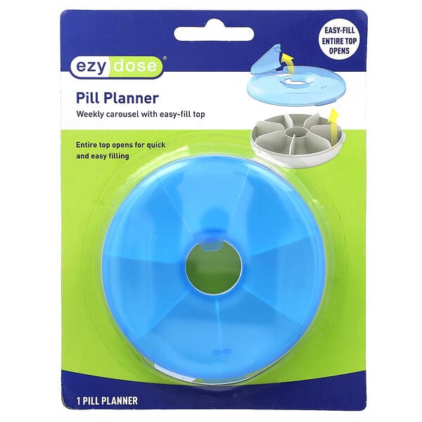 Pill Planner, Weekly Carousel с удобной крышкой для наполнения, 1 шт.