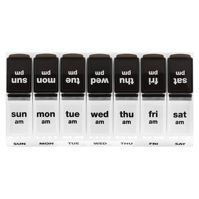 Weekly AM/PM Pill Planner, Black/Natural, 1 Count