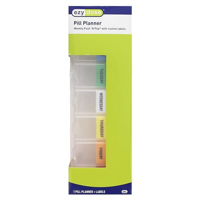 Ezy Dose еженедельный органайзер для таблеток с этикетками, 2XL, 1 шт