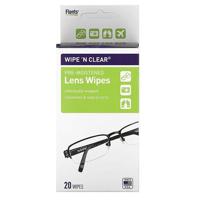 Wipe 'N Clear®, Pre-Moistened Lens Wipes, 20 Wipes
