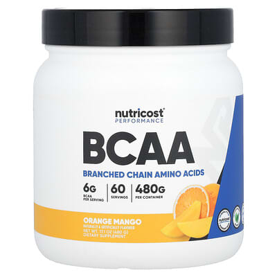 Аминокислоты BCAA Nutricost Performance, Orange Mango, 1.1 lb (510 g)
