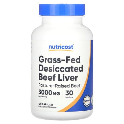 Обезвоженная печень говяжья Grass-Fed, 120 капсул (750 mg в капсуле)