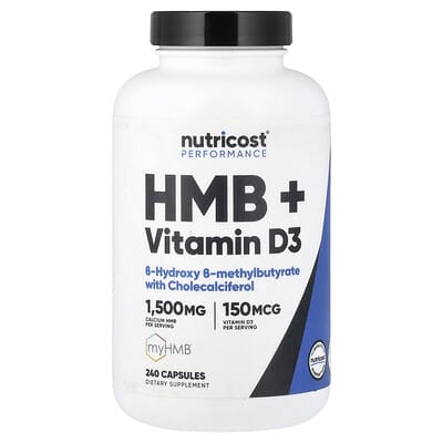 Nutricost Performance, HMB + Vitamin D3, 240 капсул