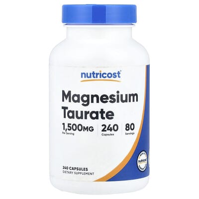 Магний таурат Nutricost, 240 капсул (500 mg на капсулу)