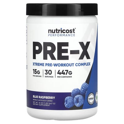 Performance, PRE-X, Xtreme Pre-Workout Complex, Blue Raspberry, 1.1 lb (498 g)