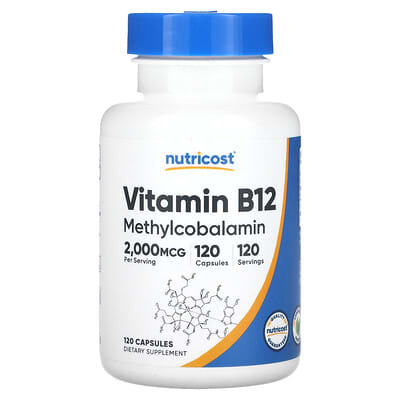 Витамин B12, 2,000 mcg, 120 капсул