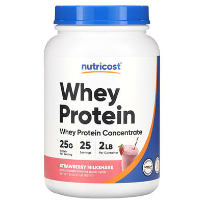 Whey Protein Concentrate, Strawberry Milkshake, 2 lb (907 g)