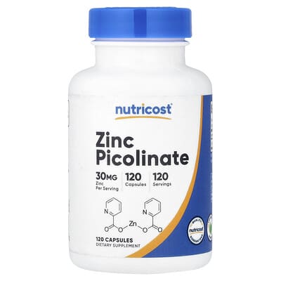 Пиколинат цинка Nutricost, 30 mg, 120 капсул