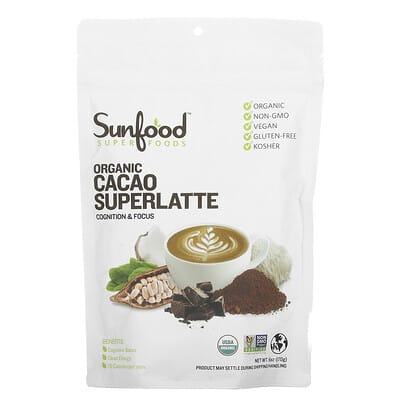 Sunfood органический суперлатте из какао, 6 oz (170 g)