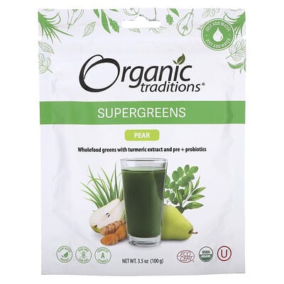 Суперфуд Supergreens, Pear, 3.5 oz (100 g)