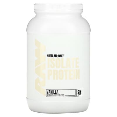 Изолят сывороточного протеина Raw Nutrition Grass Fed Whey Isolate Protein, Vanilla, 1.63 lb (740 g)