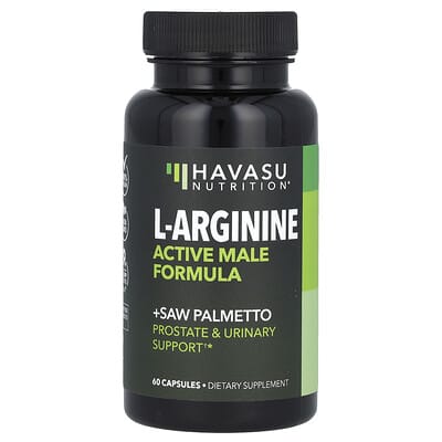 L-Arginine, формула Active Male + Saw Palmetto, 60 капсул