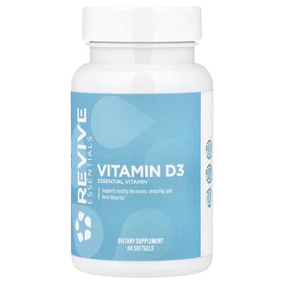 Essentials, Vitamin D3, 125 mcg (5,000 IU), 60 Softgels