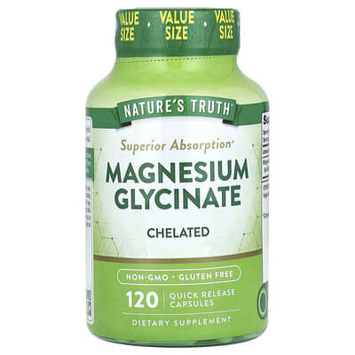 Magnesium Glycinate, Chelated, 120 Quick Release Capsules (100 mg per Capsule)