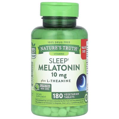 Nature's Truth Sleep Melatonin Plus L-Theanine, 180 вегетарианских таблеток