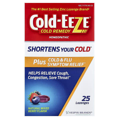 Cold Remedy, гомеопатическое средство от простуды и гриппа, натуральный микс ягод, 25 пастилок