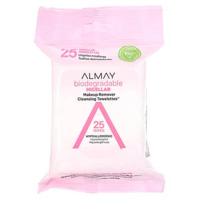 Makeup Remover Cleansing Towelettes, With Micellar , 25 Wipes