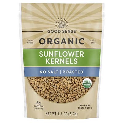 Organic Sunflower Kernels, No Salt, Roasted, 7.5 oz (213 g)