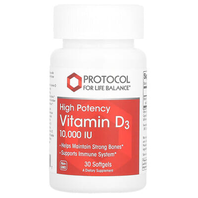 Vitamin D3, High Potency, 250 mcg (10,000 IU), 30 Softgels