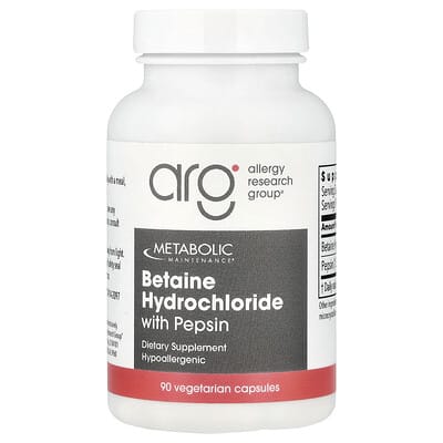 Betaine Hydrochloride с пепсином, 90 вегетарианских капсул