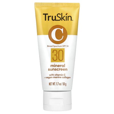 Mineral Sunscreen with Vitamin C + Vegan Marine Collagen, SPF 30, 1.7 oz (50 g)