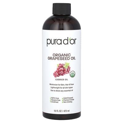 Organic Grapeseed Oil, 16 fl oz (473 ml)