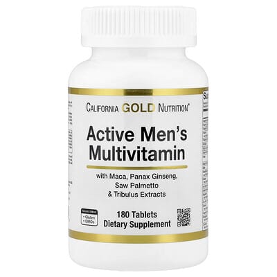 Мужской мультивитаминный комплекс California Gold Nutrition с экстрактом Panax Ginseng, Maca, Saw Palmetto и Tribulus, 180 Tablets