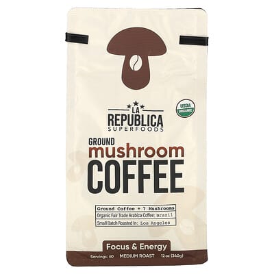 Кофе с грибами La Republica Organic Mushroom Coffee, Ground, 12 oz (340 g)