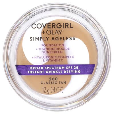 Olay Simply Ageless, Foundation, SPF 28, 260 Classic Tan, 0.4 oz (12 g)